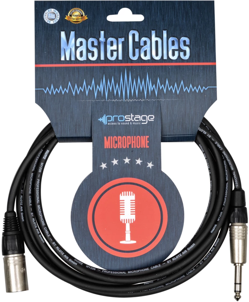 Prostage MTS-02 - Επαγγελματικό καλώδιο XLR male - Jack 1/4 TRS 2 μέτρα