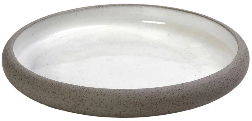 Sandy στρογγυλό κεραμικό ρηχό πιάτο με λευκό εσωτερικό και εξωτερικό σε γκρι απόχρωση 24 εκ