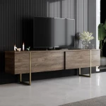 Έπιπλο τηλεόρασης Luxe χρώμα καρυδί - χρυσό 180x30x50εκ.