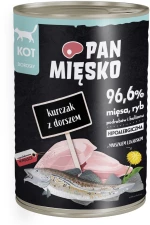 PAN MIĘSKO Chicken with cod - wet cat food - 400g