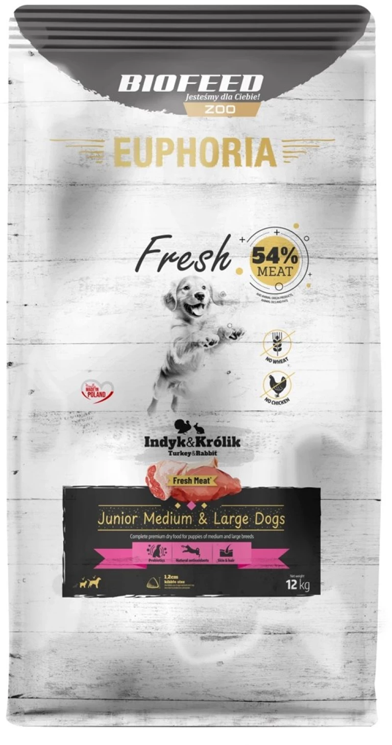 EUPHORIA Fresh Junior Medium & Large dogs Turkey with rabbit - dry dog food - 12kg