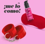 CRUSHIOUS ME LO COMO VELCRO HANDCUFFS SET + SATIN BLINDFOLD AND STRAWBERRY KISSABLE LUBRICANT CRUSHIOUS