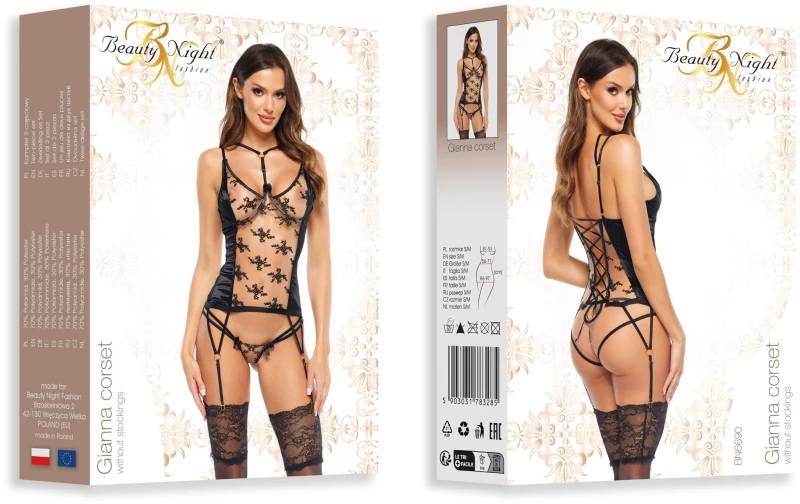 BEAUTY NIGHT FASHION GIANNA CORSET AND THONG BLACK