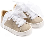 Babywalker Sneaker απο Ύφασμα και Δέσιμο Κορδέλα BW4864 Πλατίνα