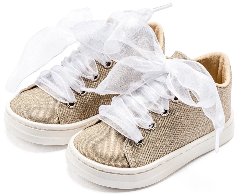 Babywalker Sneaker απο Ύφασμα και Δέσιμο Κορδέλα BW4864 Πλατίνα
