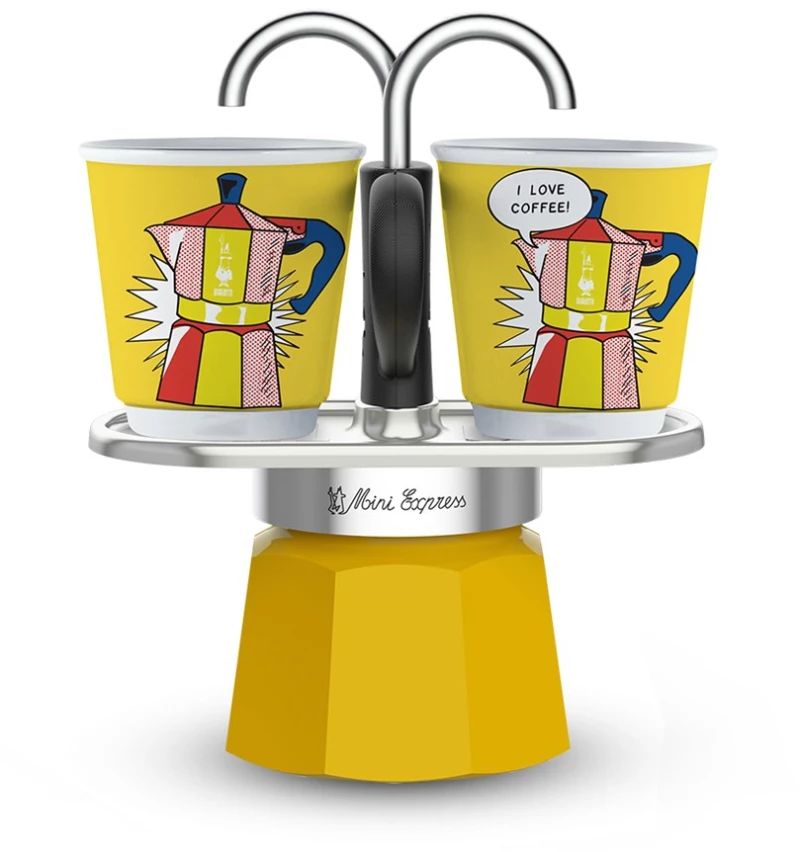 Bialetti Mini Express Lichtenstein Moka pot Silver, Yellow