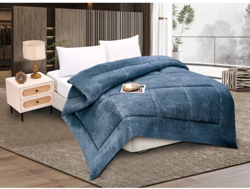 Κουβερτοπάπλωμα solid (220cm x 240cm) navy της Silk Fashion