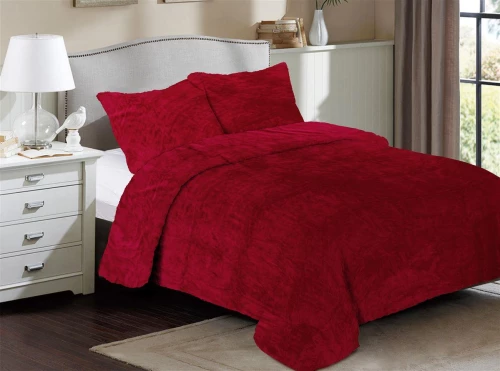 Κουβέρτα Coral Fleece Solid 04 160X220 Bordeaux 100% Polyester - -