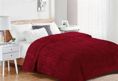 Κουβέρτα Coral Fleece Jacquard Brick 04 160X220 Bordeaux 100% Polyester - -