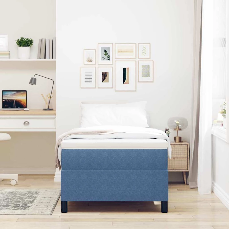 vidaXL Κρεβάτι με ελατήρια Μπλε 90 x 190 cm Βελούδο