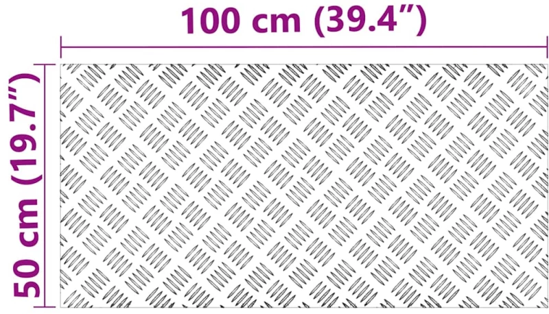 vidaXL Επιφάνειες Καρό 2 pcs Ασημί 100 x 50 cm Αλουμίνιο