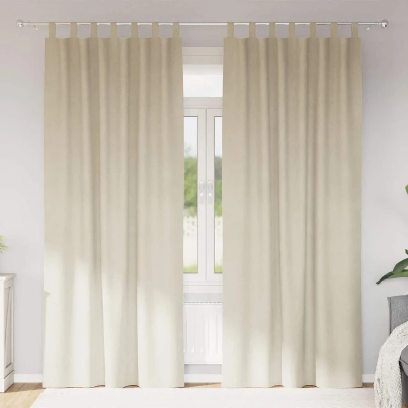 vidaXL Κουρτίνες με κουρτίνες 2 pcs Κρεμ 140 x 245 cm Βελούδο