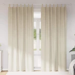 vidaXL Κουρτίνες με κουρτίνες 2 pcs Κρεμ 140 x 245 cm Βελούδο