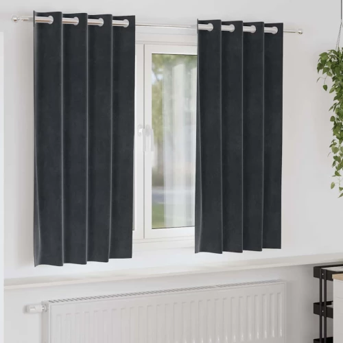 vidaXL Κουρτίνες με κουρτίνες 2 pcs Σκούρο γκρι 140 x 175 cm Βελούδο