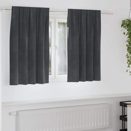 vidaXL Κουρτίνες με κουρτίνες 2 pcs Ανοιχτό γκρι 140 x 140 cm Βελούδο