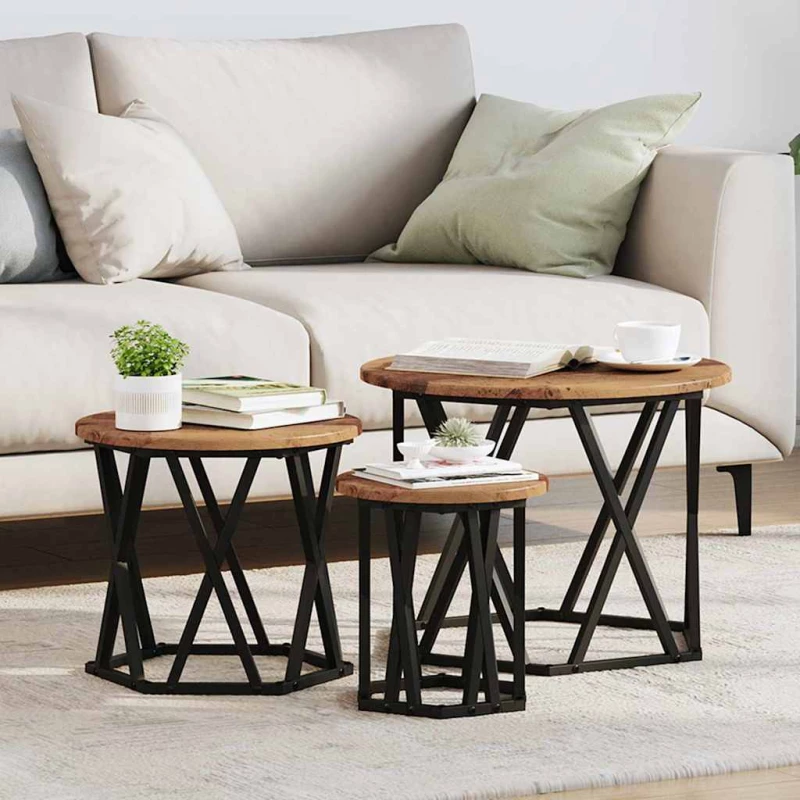 vidaXL Κομοδίνο Μονάδας 3 pcs Παλαιό ξύλο 53 x 53 x 40 cm