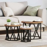vidaXL Κομοδίνο Μονάδας 3 pcs Παλαιό ξύλο 53 x 53 x 40 cm