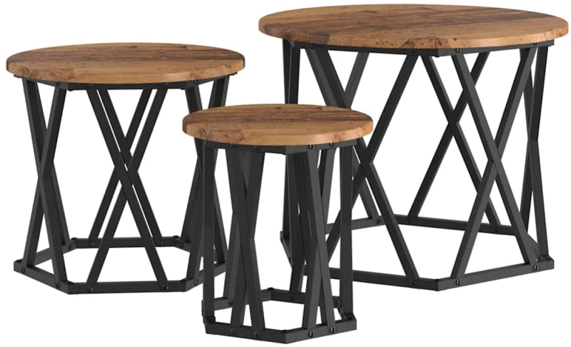 vidaXL Κομοδίνο Μονάδας 3 pcs Παλαιό ξύλο 53 x 53 x 40 cm