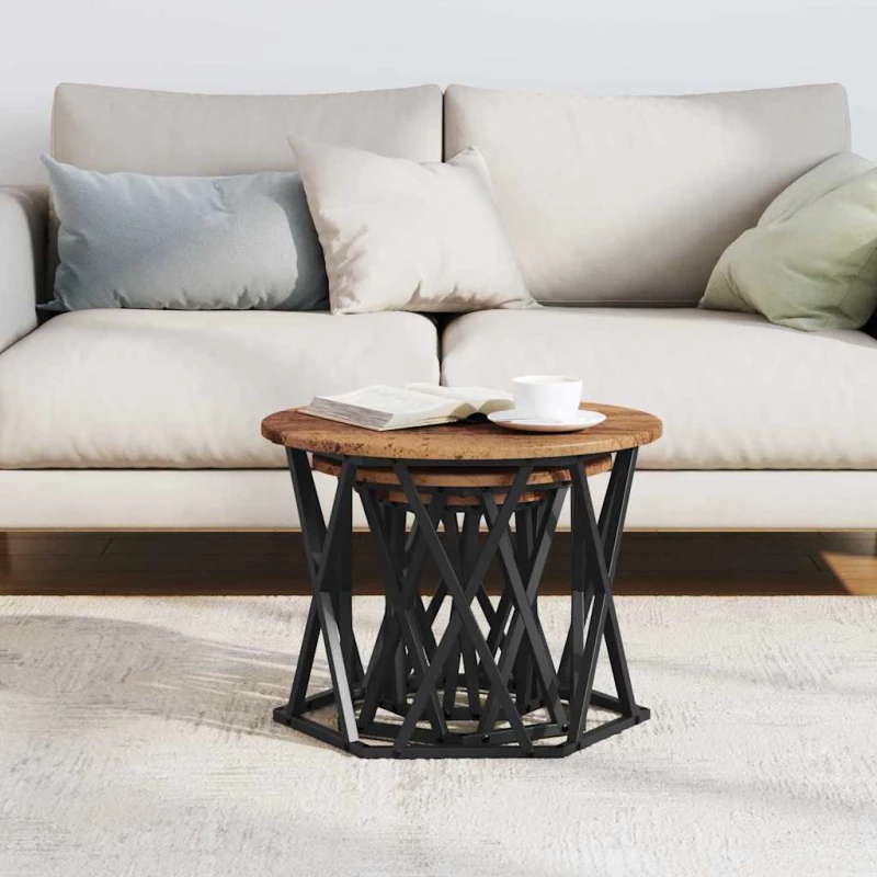 vidaXL Κομοδίνο Μονάδας 3 pcs Παλαιό ξύλο 53 x 53 x 40 cm