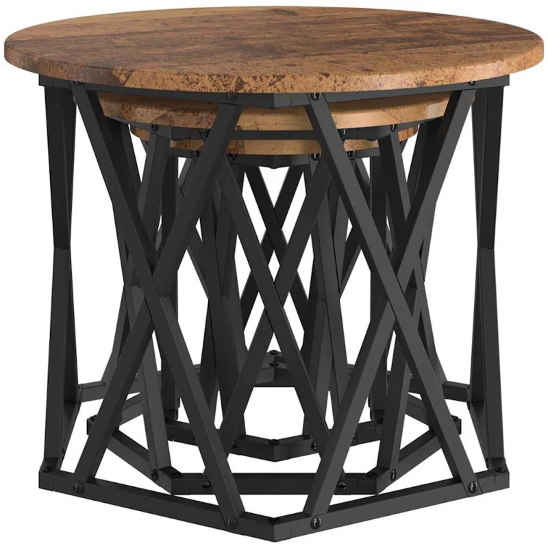 vidaXL Κομοδίνο Μονάδας 3 pcs Παλαιό ξύλο 53 x 53 x 40 cm