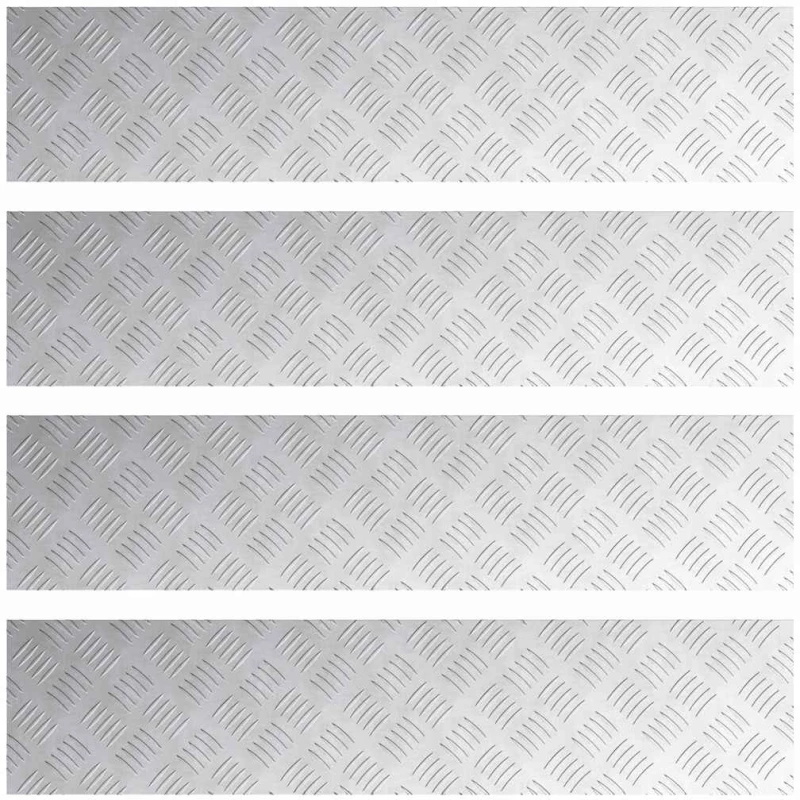 vidaXL Επιφάνειες Καρό 4 pcs Ασημί 90 x 20 cm Αλουμίνιο