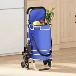 vidaXL Καρότσι Αγορών Μπλε 47 x 39 x 100.5 εκ. Ύφασμα Oxford