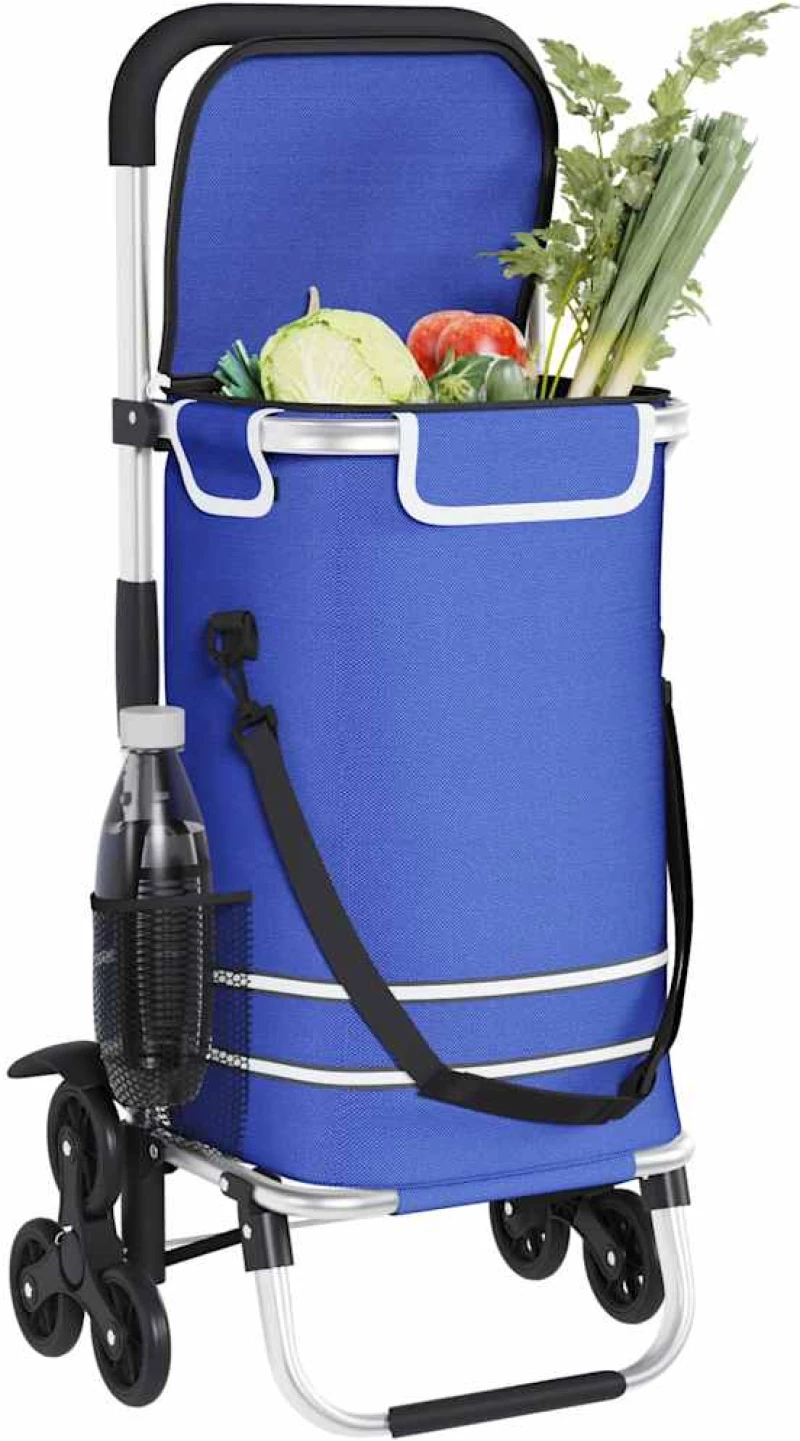 vidaXL Καρότσι Αγορών Μπλε 47 x 39 x 100.5 εκ. Ύφασμα Oxford