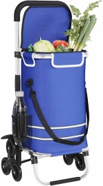 vidaXL Καρότσι Αγορών Μπλε 47 x 39 x 100.5 εκ. Ύφασμα Oxford