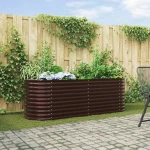 vidaXL Υπερυψωμένη Ζαρντινιέρα Καφέ 240 x 80 x 81 cm Ατσάλι