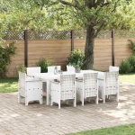 vidaXL Σέτ φαγητού για κήπο 9 pcs Λευκό Rattan Polt