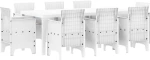 vidaXL Σέτ φαγητού για κήπο 9 pcs Λευκό Rattan Polt
