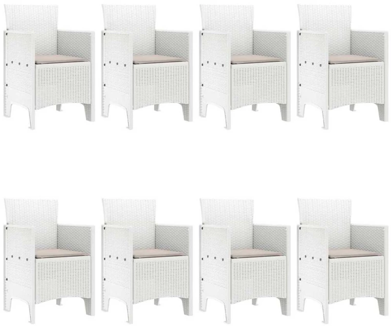 vidaXL Σέτ φαγητού για κήπο 9 pcs Λευκό Rattan Polt