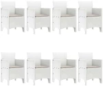 vidaXL Σέτ φαγητού για κήπο 9 pcs Λευκό Rattan Polt