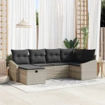 vidaXL Σετ Καναπέ Κήπου με μαξιλάρι 6 pcs Ανοιχτό γκρι Γκρι