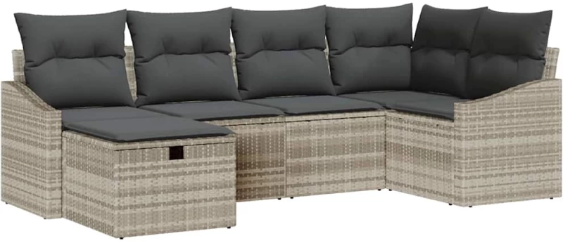 vidaXL Σετ Καναπέ Κήπου με μαξιλάρι 6 pcs Ανοιχτό γκρι Γκρι