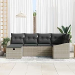 vidaXL Σετ Καναπέ Κήπου με μαξιλάρι 6 pcs Ανοιχτό γκρι Γκρι