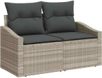 vidaXL Σετ Καναπέ Κήπου με μαξιλάρι 6 pcs Ανοιχτό γκρι Γκρι
