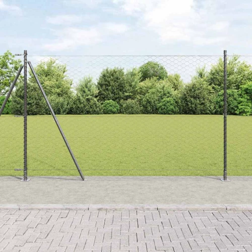 vidaXL Φράχτης με Στήλες. Γκρι 1.5 x 25 m Ατσάλι με επικάλυψη PVC