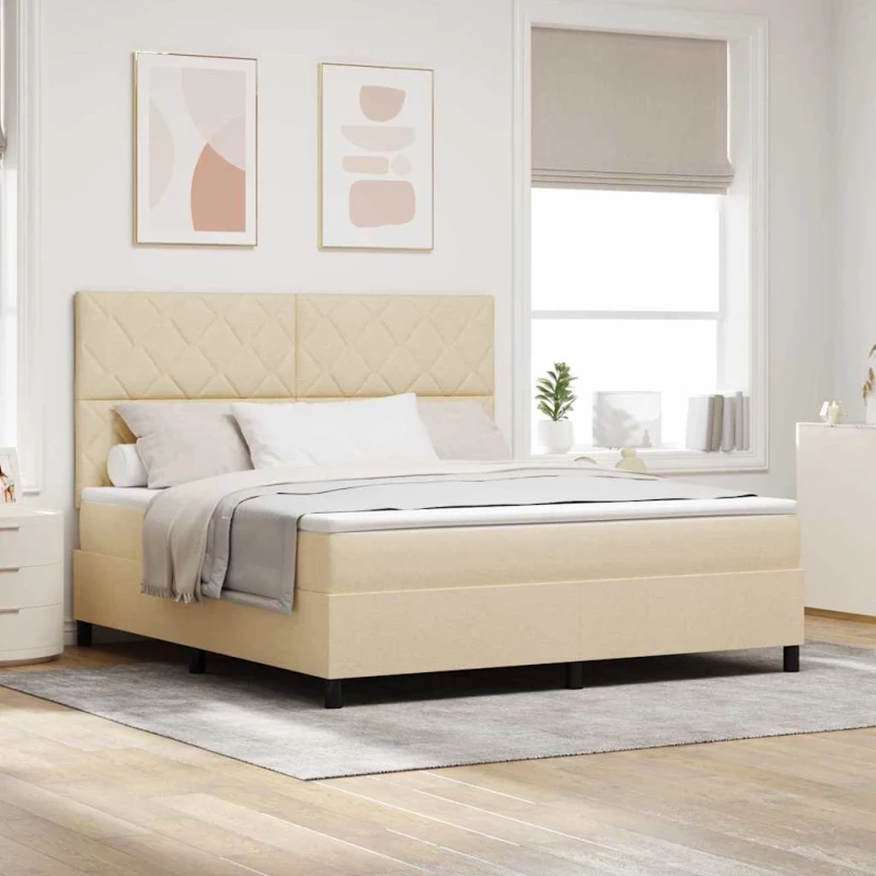 vidaXL Κρεβάτι με ελατήρια με στρώμα Κρεμ 180 x 200 cm ύφασμα