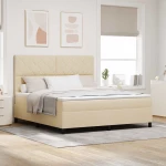 vidaXL Κρεβάτι με ελατήρια με στρώμα Κρεμ 180 x 200 cm ύφασμα