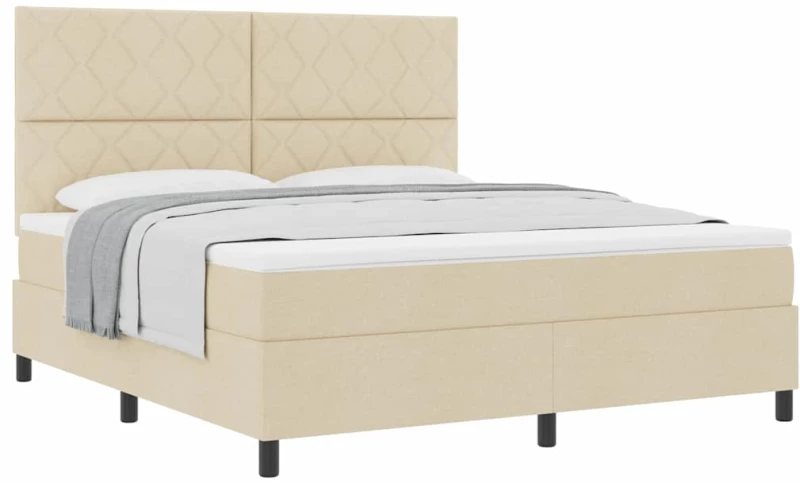 vidaXL Κρεβάτι με ελατήρια με στρώμα Κρεμ 180 x 200 cm ύφασμα