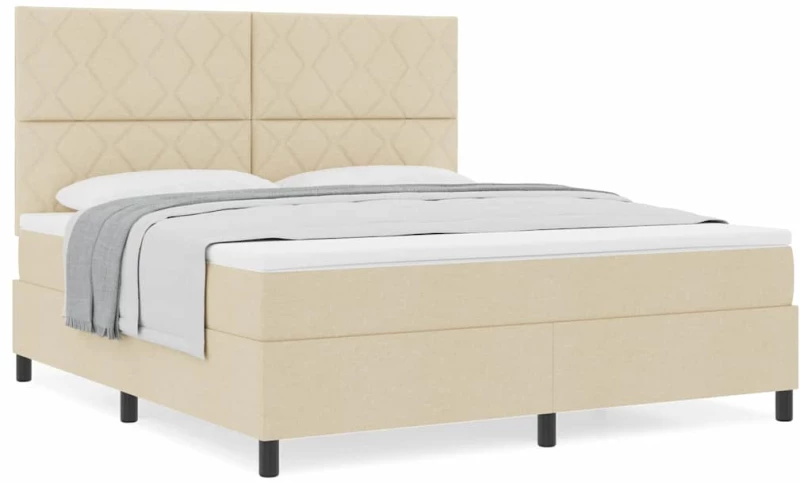 vidaXL Κρεβάτι με ελατήρια με στρώμα Κρεμ 180 x 200 cm ύφασμα