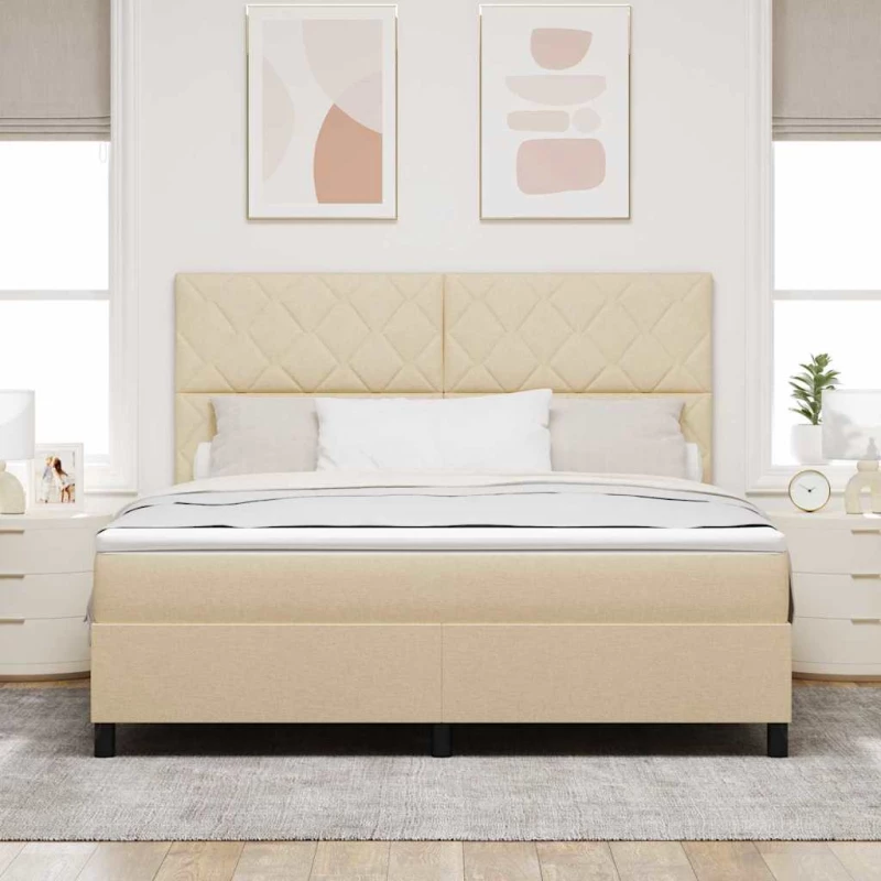 vidaXL Κρεβάτι με ελατήρια με στρώμα Κρεμ 180 x 200 cm ύφασμα