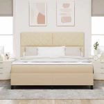 vidaXL Κρεβάτι με ελατήρια με στρώμα Κρεμ 180 x 200 cm ύφασμα