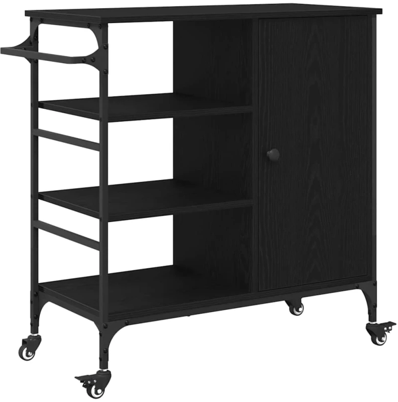 vidaXL Καρότσι Κουζίνας Μαύρη δρυς 87.5 x 38.5 x 84.5 εκ