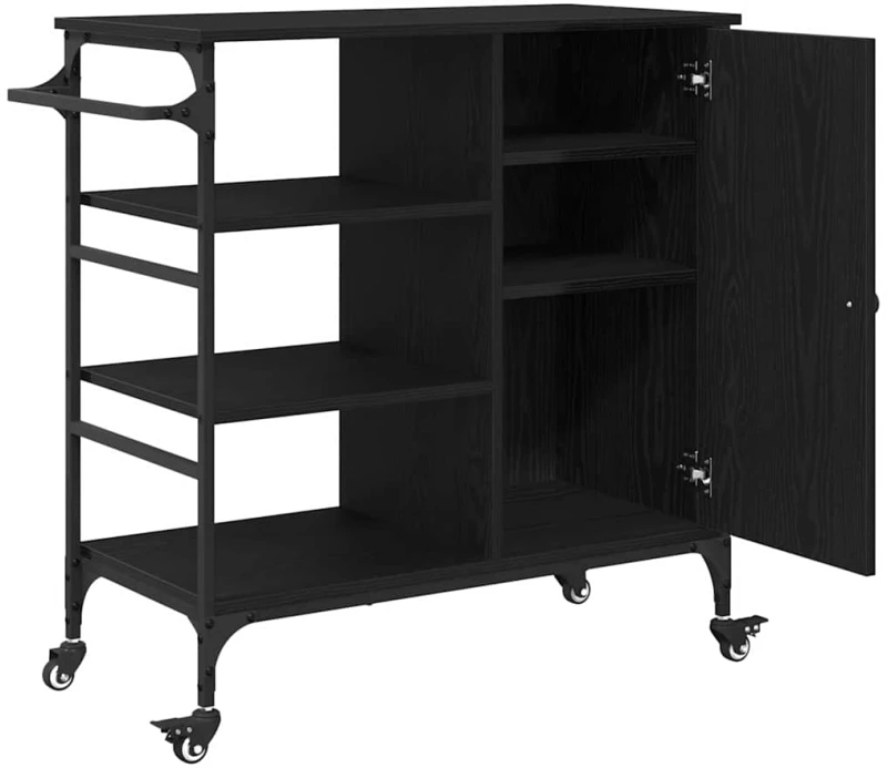 vidaXL Καρότσι Κουζίνας Μαύρη δρυς 87.5 x 38.5 x 84.5 εκ
