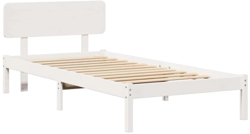 vidaXL Σκελετός Κρεβατιού με κεφαλάρι Λευκό 100 x 200 cm