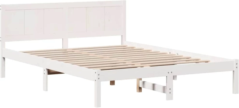 vidaXL Σκελετός Κρεβατιού Λευκό 150 x 200 cm Μασίφ ξύλο πεύκου
