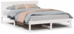 vidaXL Σκελετός Κρεβατιού Λευκό 150 x 200 cm Μασίφ ξύλο πεύκου
