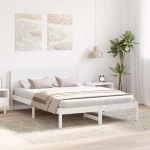 vidaXL Σκελετός Κρεβατιού Λευκό 150 x 200 cm Μασίφ ξύλο πεύκου